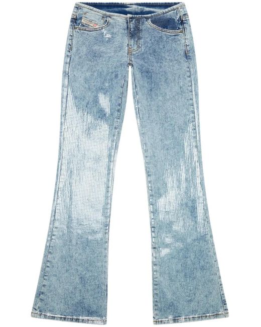 DIESEL Blue Low Rise Sequin Flared Jeans