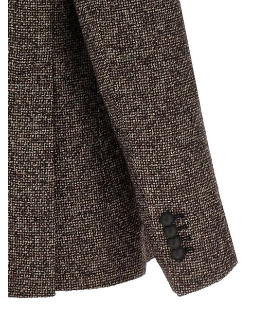 Tagliatore Gray Micro-Pattern Double-Breasted Blazer for men