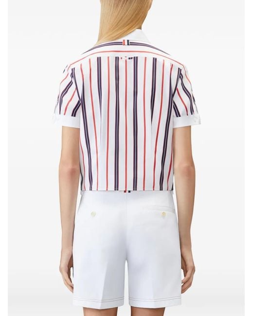 Thom Browne White Repp Striped Poplin Shirt