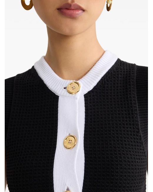 Patou Black Button Textured Mini Dress