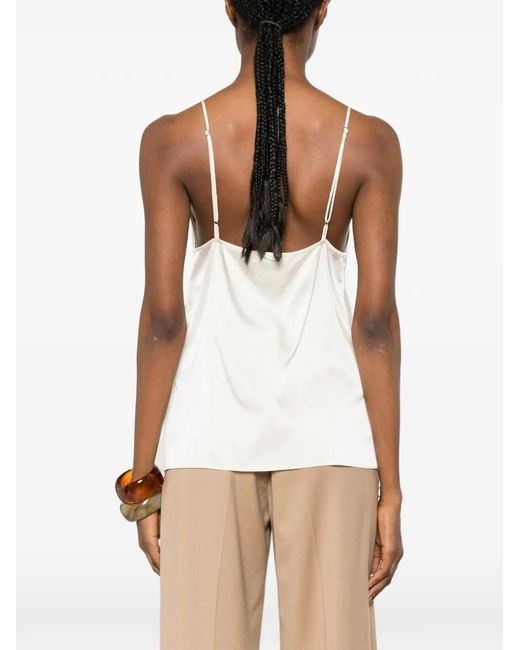 Forte_forte White Satin-Finish V-Neck Top