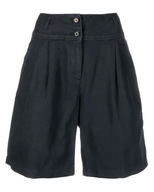 Aspesi Shorts Met Geplooid Detail in het Blue
