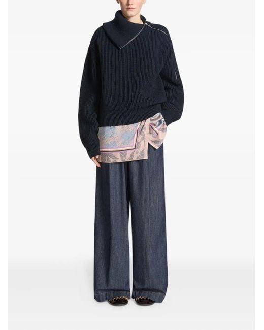 Dries Van Noten Natural Grometric-Pattern Wrap Mini Skirt