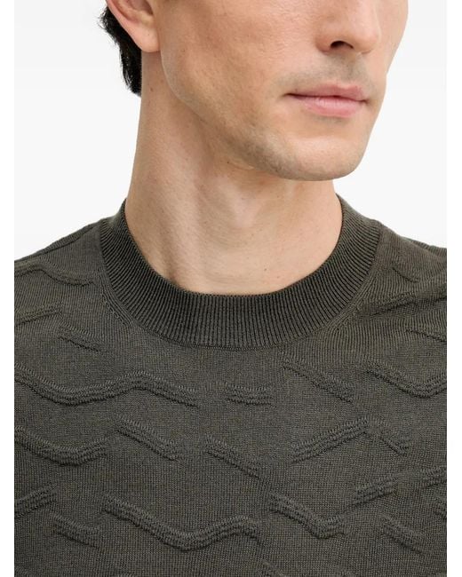 ARMANI EXCHANGE Gray Patterned Crew-Neck Sweater for men