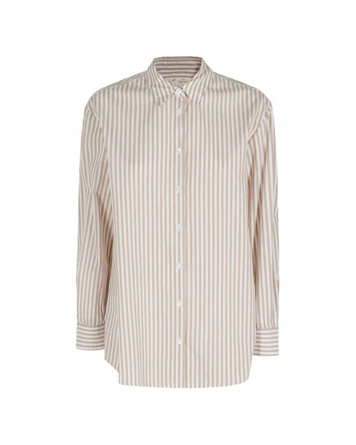Mc2 Saint Barth White Brigitte Stripe-Pattern Shirt