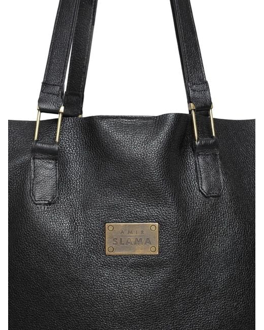 Amir Slama Black Logo-Plaque Tote Bag