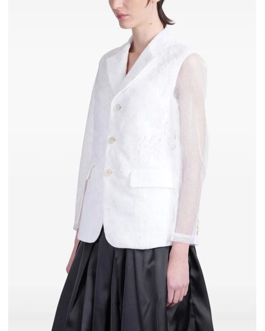Comme des Garçons White Single-Breasted Jacket