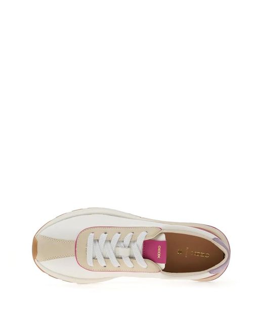 Geox White D Metropoli Panelled Lace-Up Sneakers