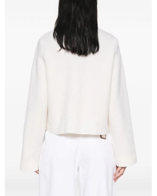 Whyci White High-Neck Cropped Jacket
