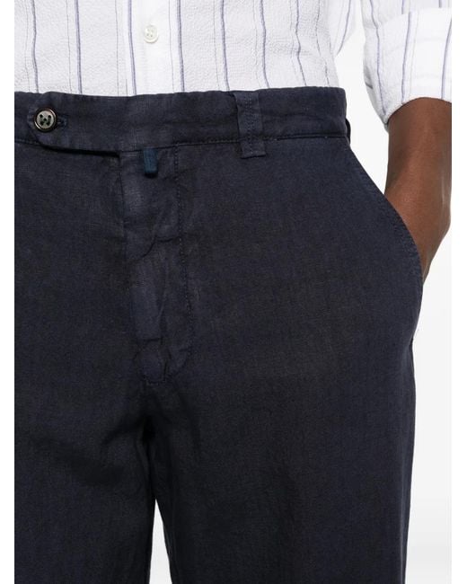 Berwich Blue Linen Trousers for men