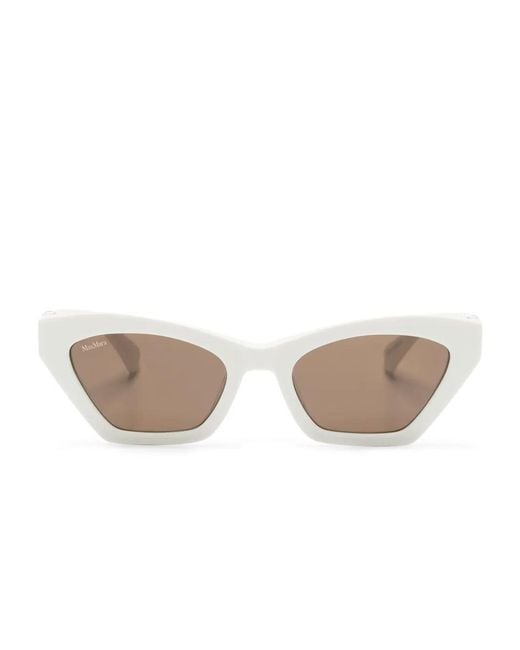 Max Mara Eyewear White Cat-Eye Sunglasses