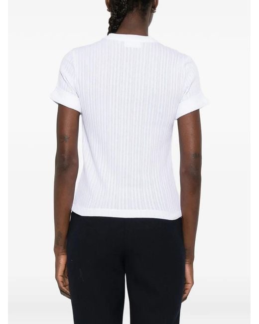 Maison Labiche White Ribbed Heart-Appliqué T-Shirt