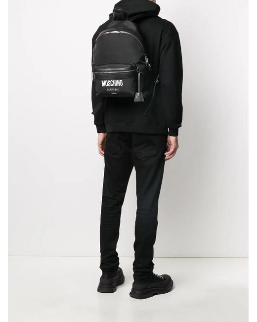 Moschino Black Logo Backpack for men