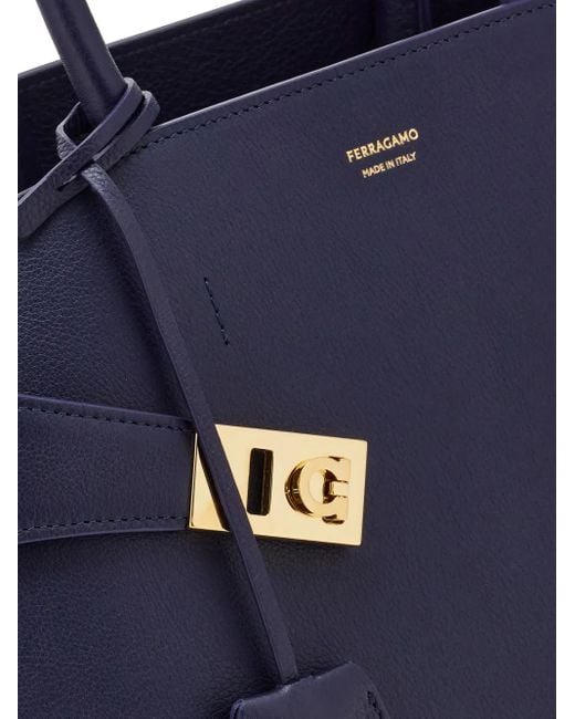 Ferragamo Hug Leren Shopper in het Blue
