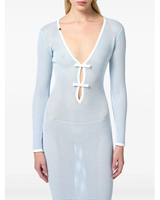 Elisabetta Franchi Blue Open-Knit Midi Dress