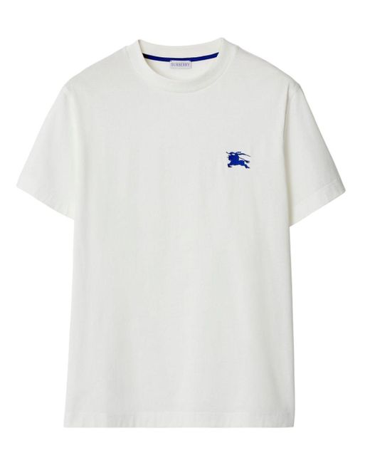 Burberry White Embroidered Ekd T-Shirt for men
