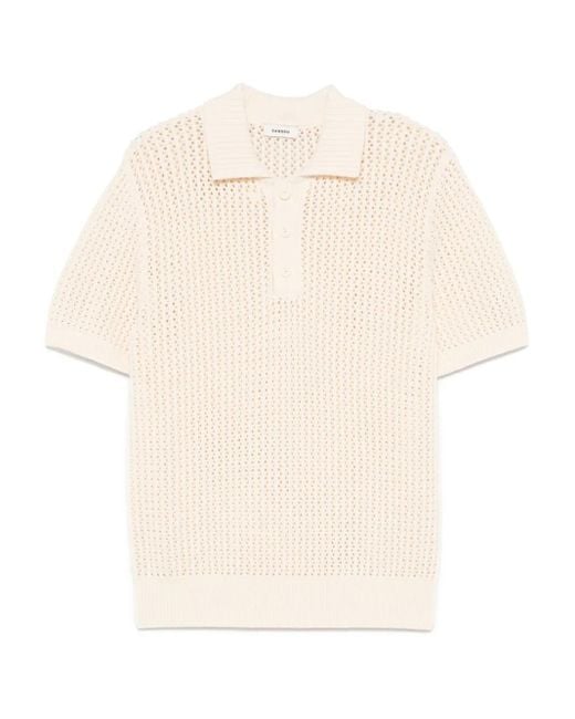 Sandro White Short-Sleeve Polo Shirt for men