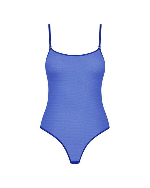 Maison Close Blue Corps À Corps Neon Thong Bodysuit