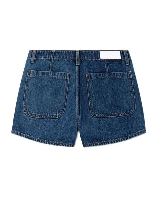 Re/done Blue The Bender Pocket-Detail Denim Shorts