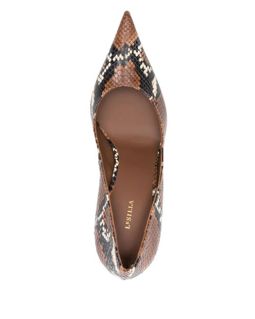Le Silla Brown 110Mm Snakeskin-Print Pumps