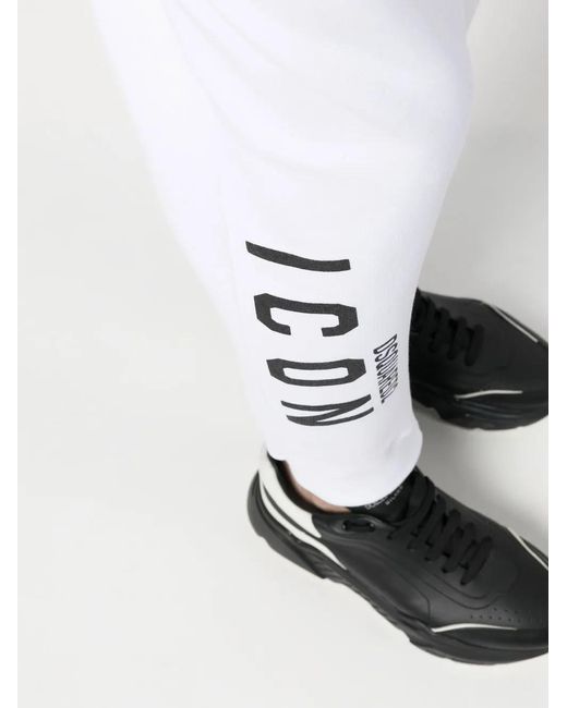 DSquared² White Icon Logo-Print Track Pants for men