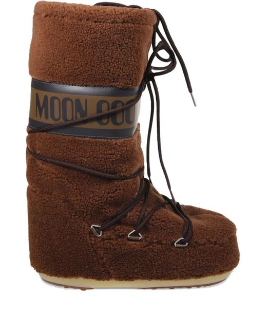 Moon Boot Brown Lace-Up Faux-Fur Boots