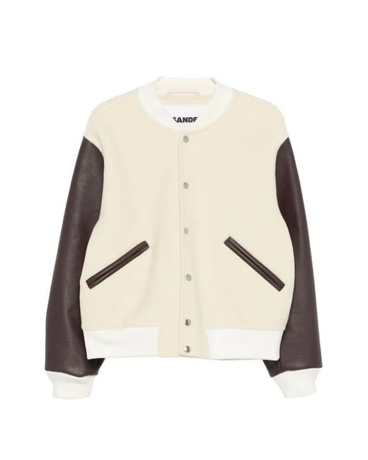 Jil Sander Natural Contrast-Sleeve Bomber Jacket for men