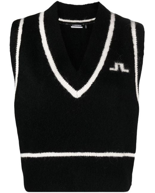 J.Lindeberg Black Marjorie Logo Intarsia-knit Vest