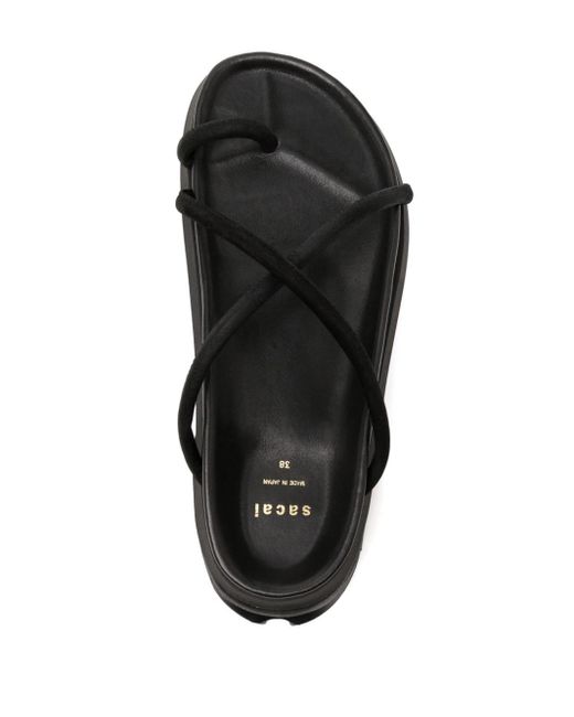 Sacai Black Crossover-strap Suede Platform Sandals