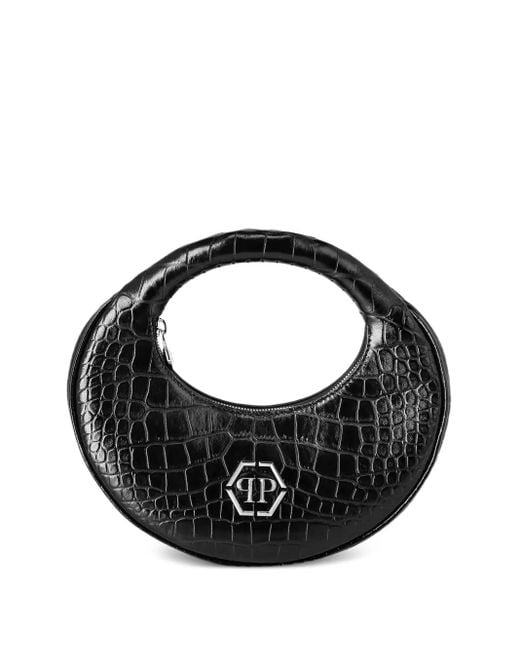 Philipp Plein Moon クロコパターン クラッチバッグ M Black