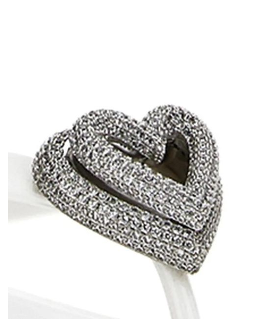 Mach & Mach White Double Heart Flip Flops