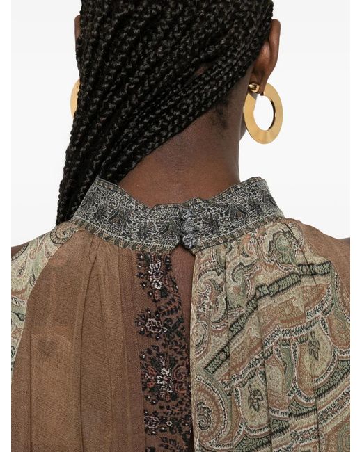Pierre Louis Mascia Natural Paisley Sleeveless Maxi Dress