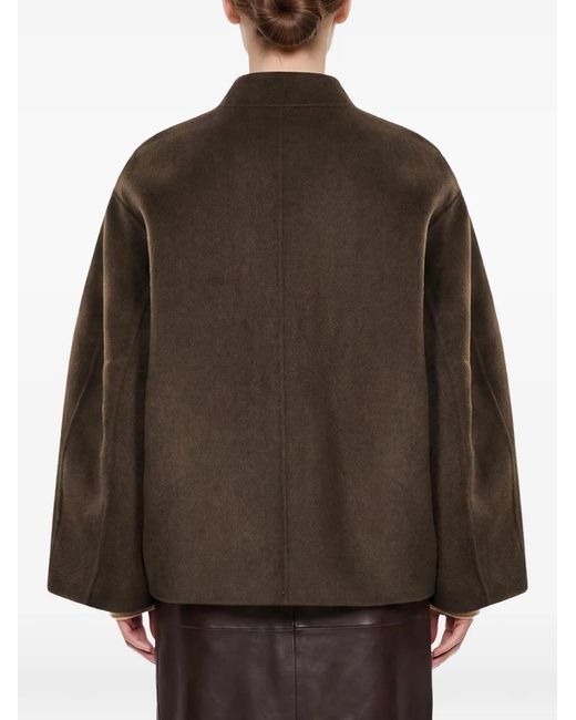 Soeur Brown Windsor Button-Up Patch-Pocket Jacket