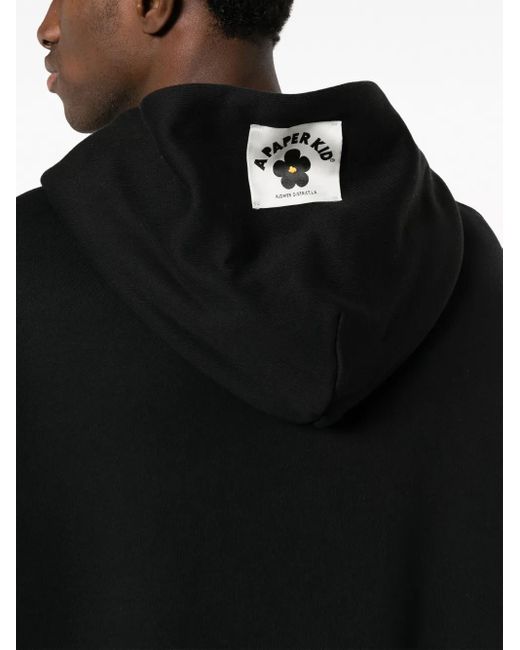 A PAPER KID Black Logo Cotton Hoodie for men