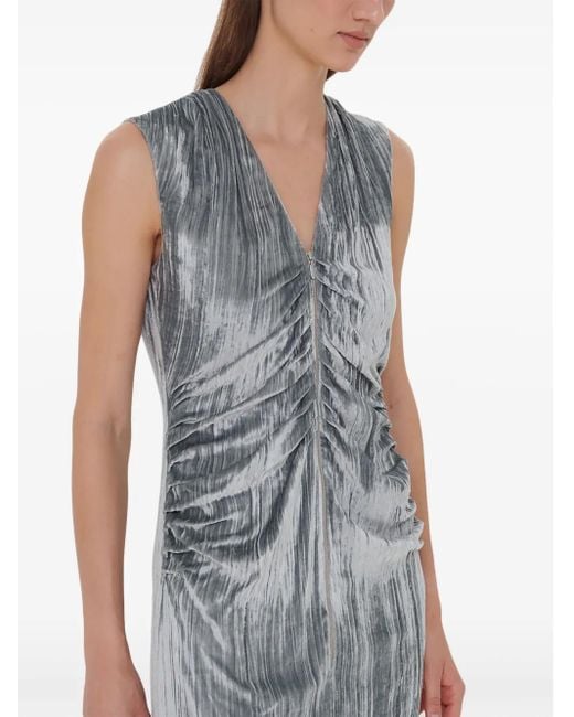 A.M.G Gray Zip-Up Velvet Maxi Dress