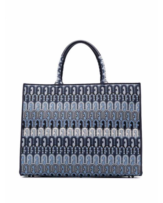 Furla Denim Opportunity Jacquard Tote Bag in Blue Lyst