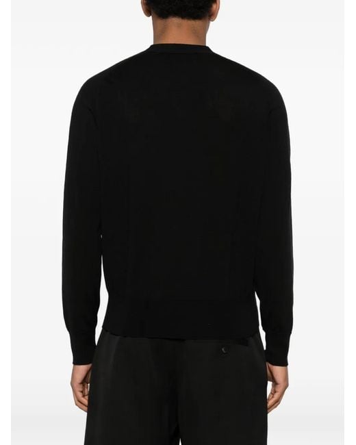 AMI Black Button V-Neck Cardigan for men