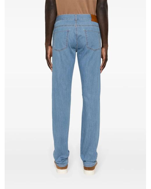 Canali Blue Mid-Rise Slim-Fit Jeans for men
