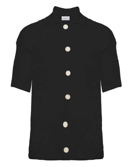 FAMILY FIRST Black Textured Button-Up Shirt for men