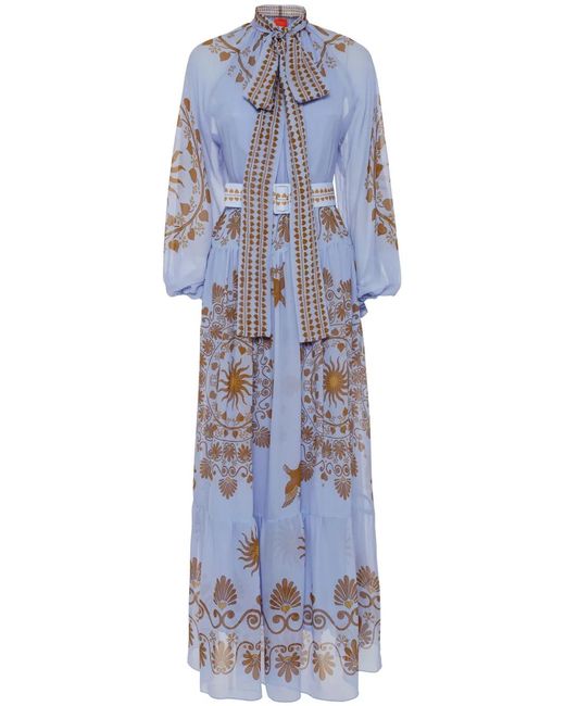 LaDoubleJ Blue Silk Chiffon Athena Maxi Dress