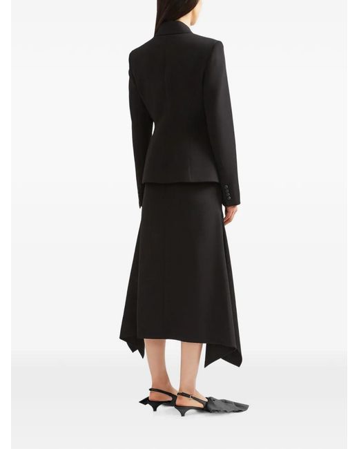 Erdem Black Side-Draped Woo Midi Skirt