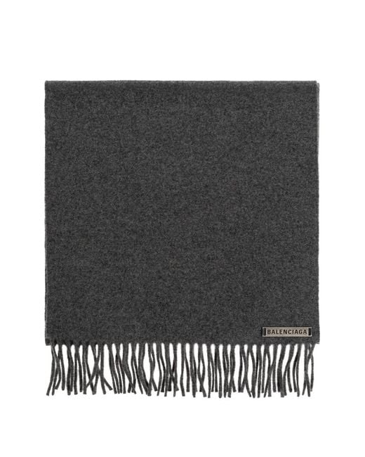 Sciarpa Con Frange E Logo di Balenciaga in Black