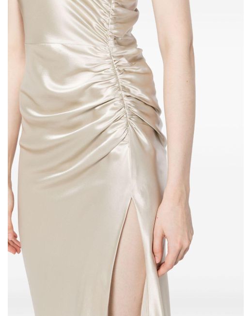 Michelle Mason White Asymmetric Silk Maxi Gown
