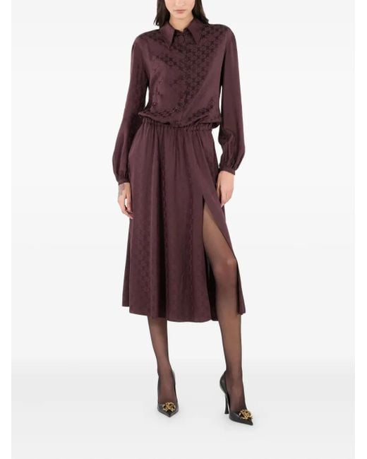 Roberto Cavalli Purple Silk Shirt Dress