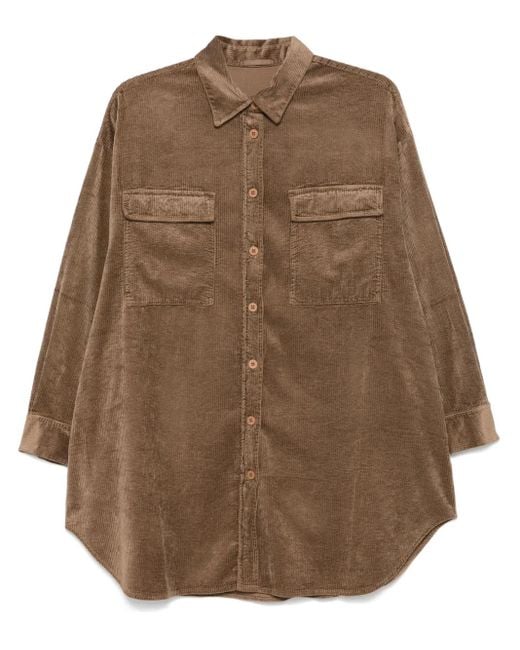 Transit Ribfluwelen Blouse in het Brown