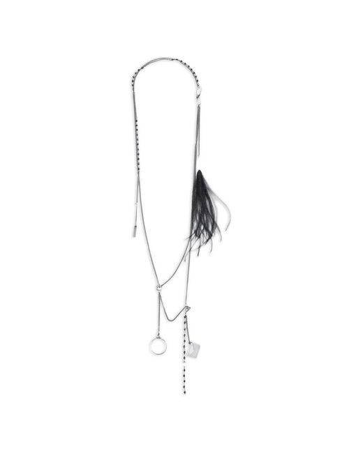 Ann Demeulemeester White Afsar Beaded Feather Necklace