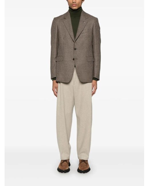 Tagliatore Brown Dogtooth Blazer for men