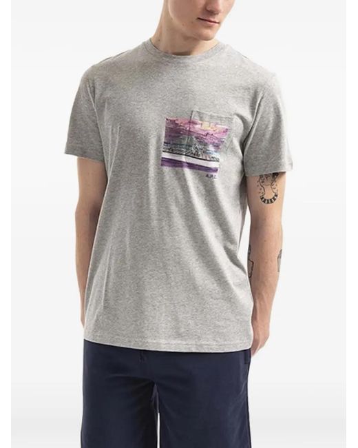 A.P.C. Gray Crew-Neck T-Shirt for men