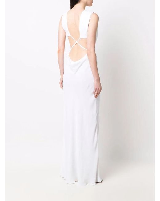Alberta Ferretti White Cut-Out Long Dress