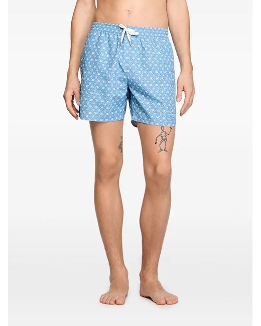 Sandro Blue Geometric Print Swimming Trunks for men